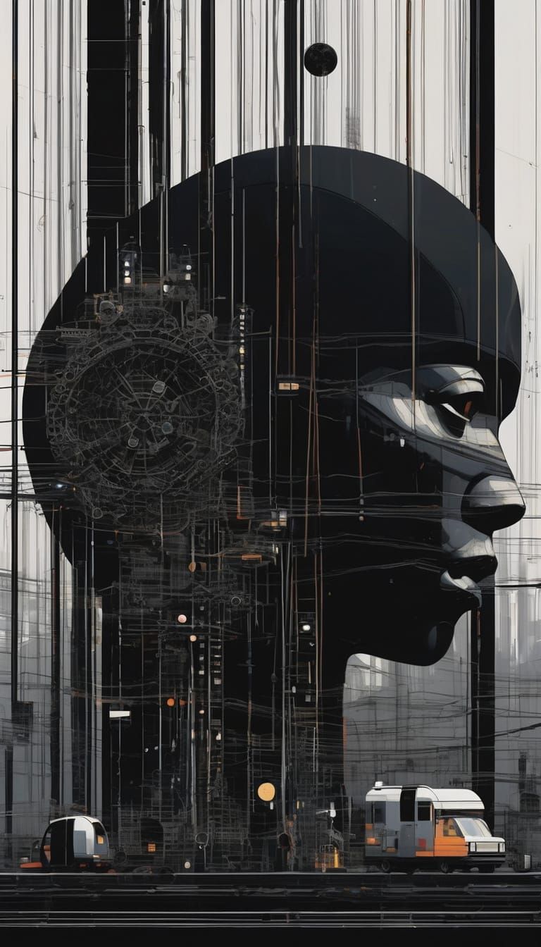 Biomechanical Onyx Headdress Portrait