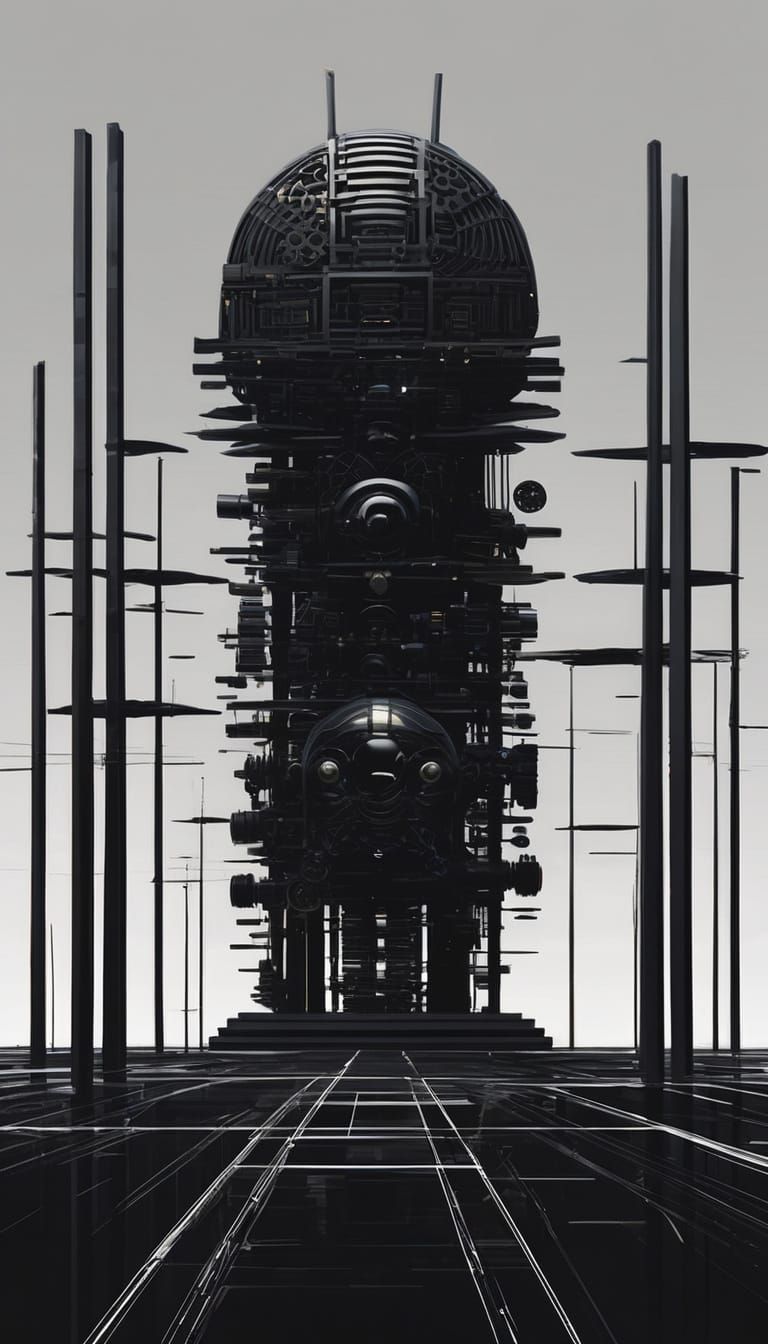 Biomechanical Onyx Headdress Portrait