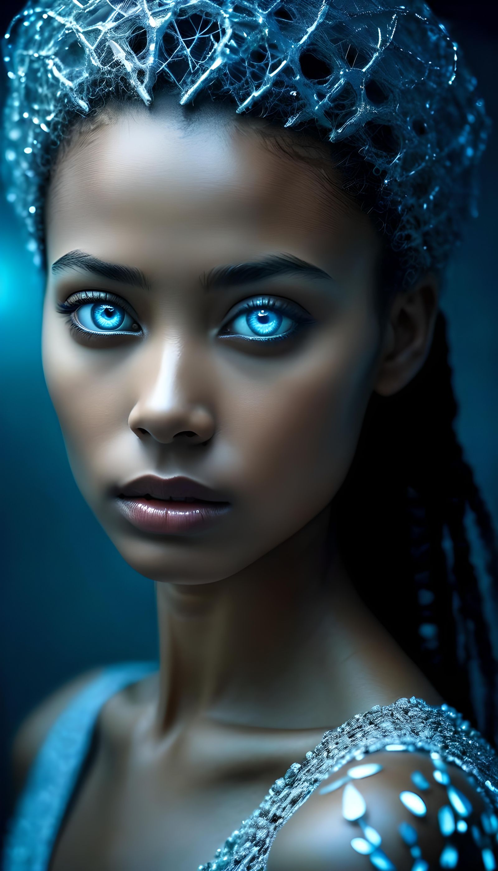 Dramatic Portrait of Woman with Fractoluminescent Details