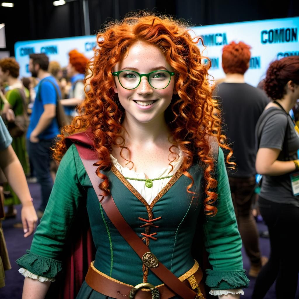 Cosplayer as Merida at Comicon: 8K Photorealistic Image