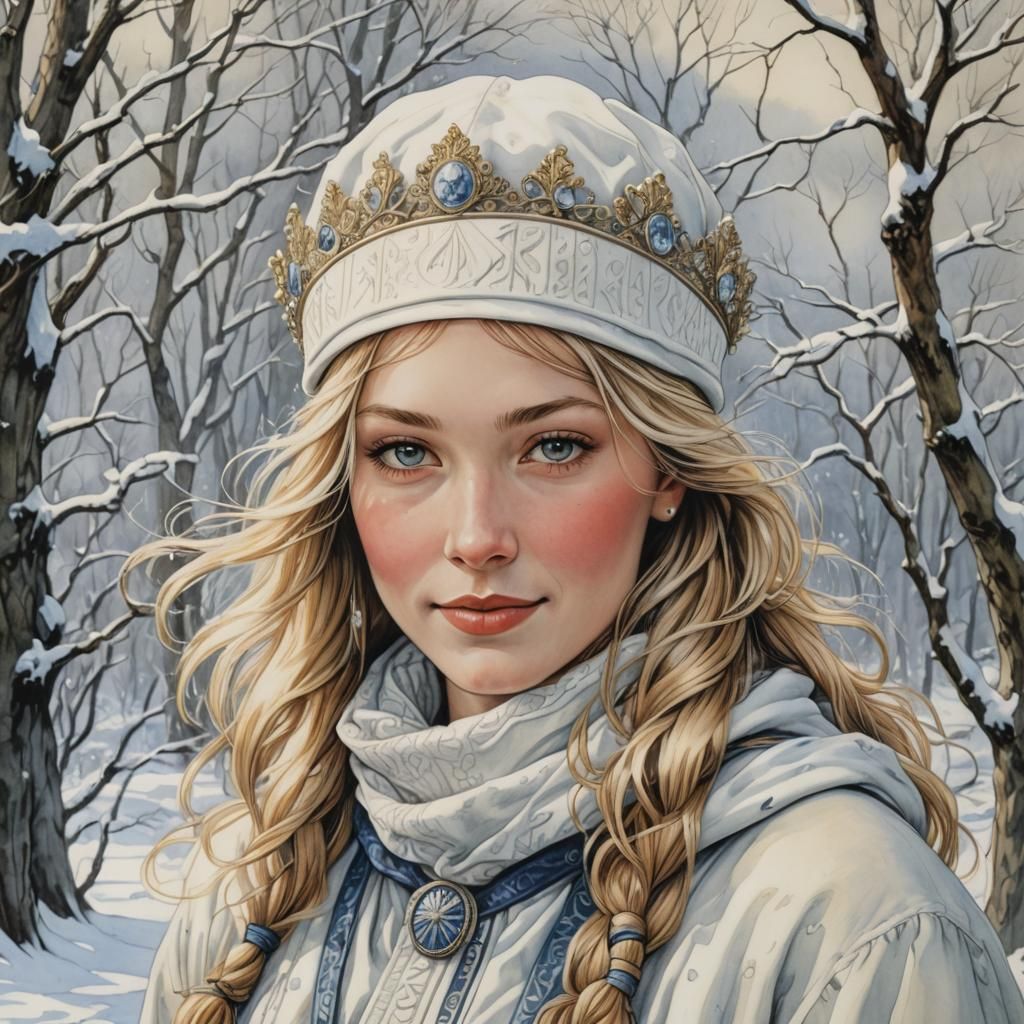 Snowy Portrait of a Beautiful Norwegian Princess