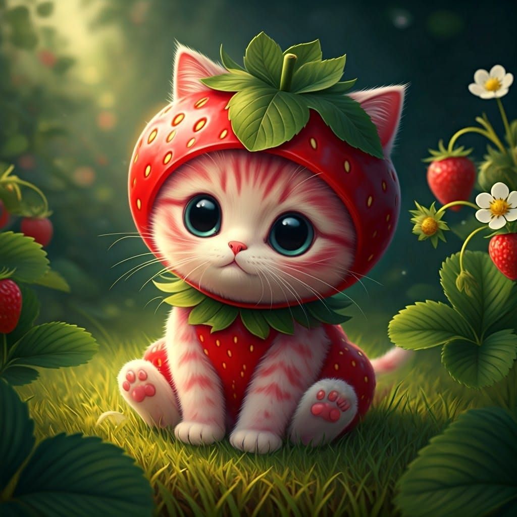 ***süßes 3D-Chibi-Erdbeerkätzchen***