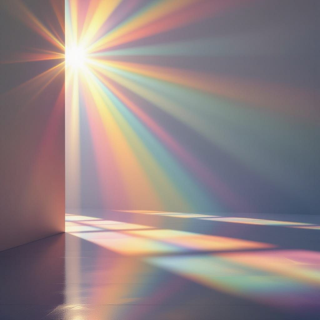 Surreal Dreamscape with Refracted Light and Rainbow Shadows