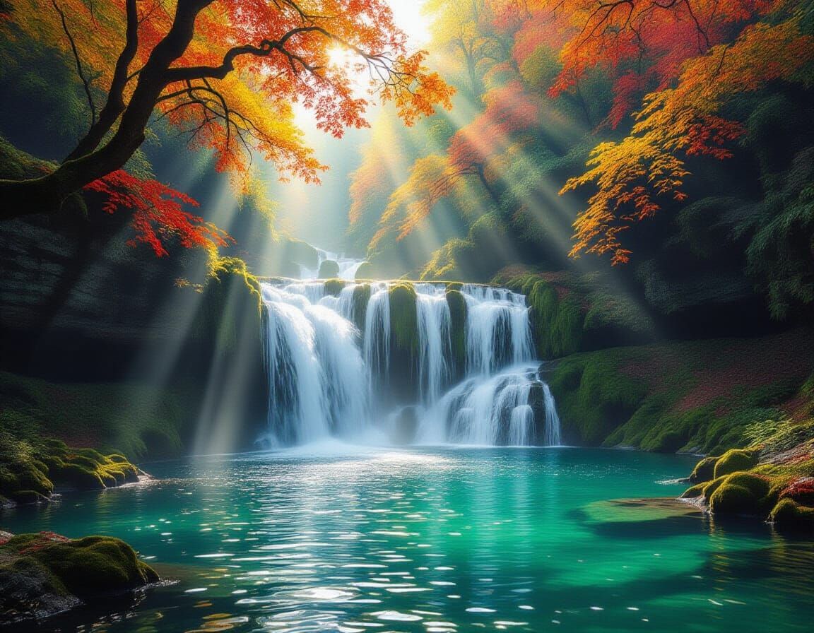 Hidden Waterfall Amidst Autumn Foliage