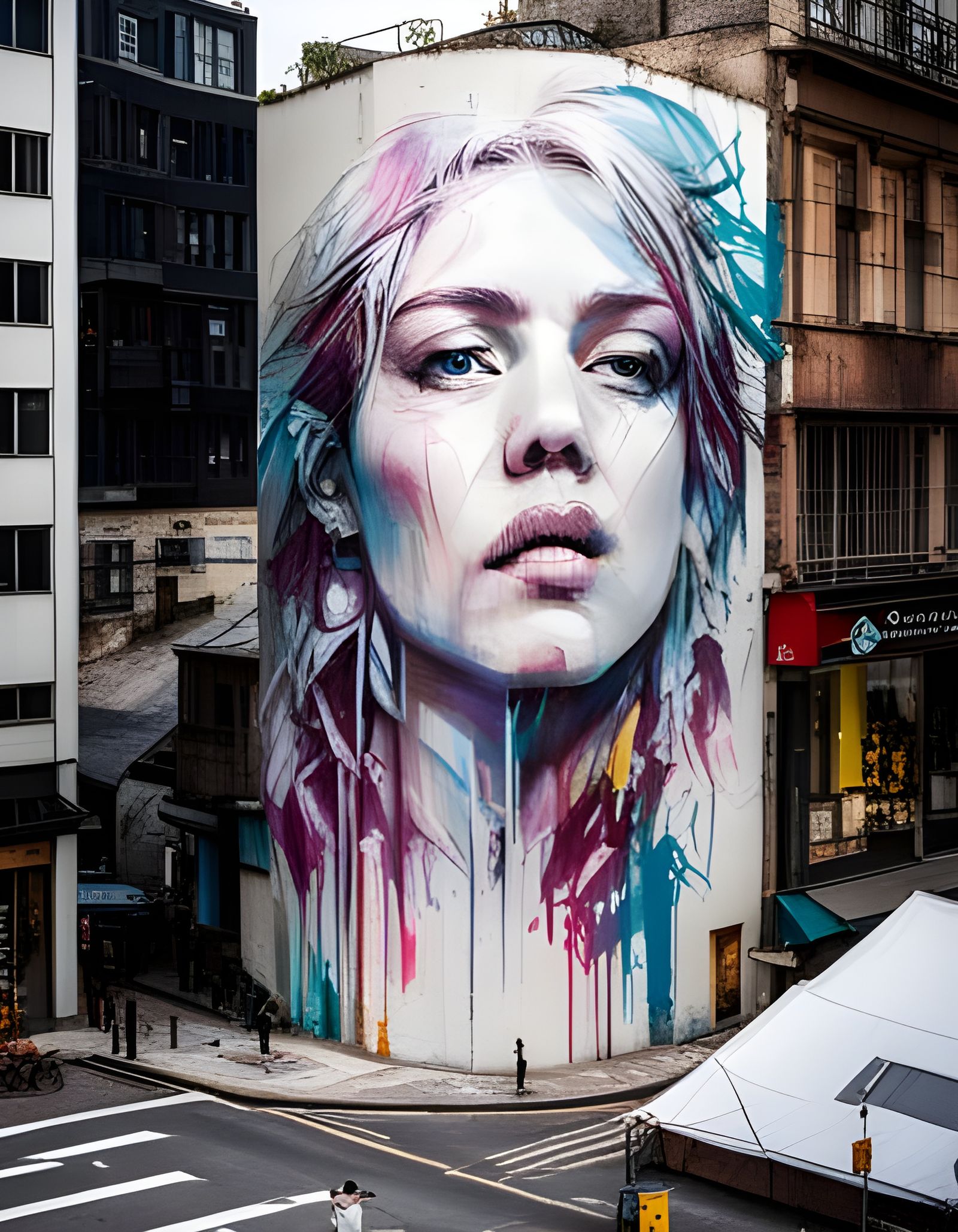 Colorful Street Art on City Building
