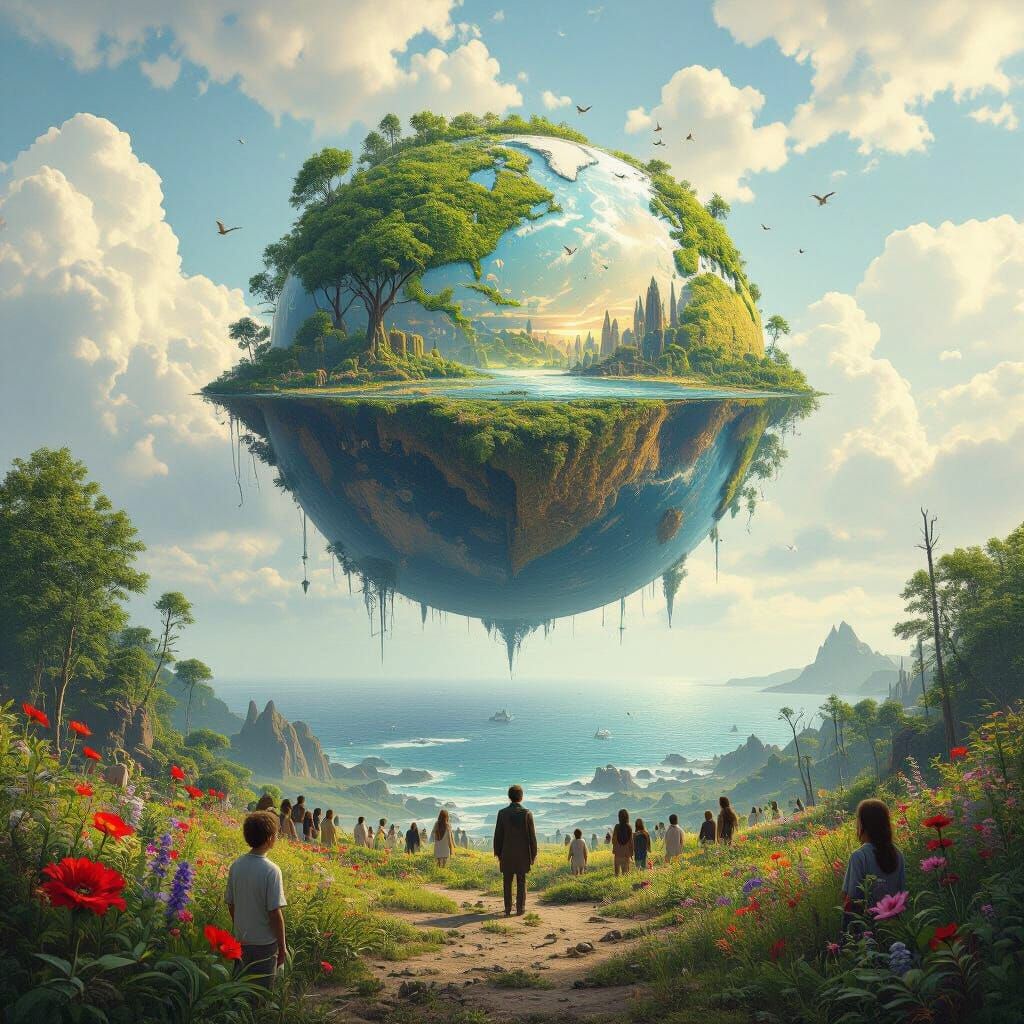 Contrasting Worlds Watched by Future Generations