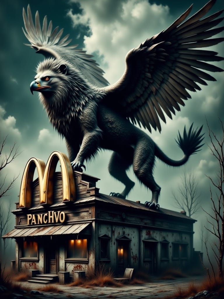 Futuristic Lion Griffin Rules Retro McDonald's