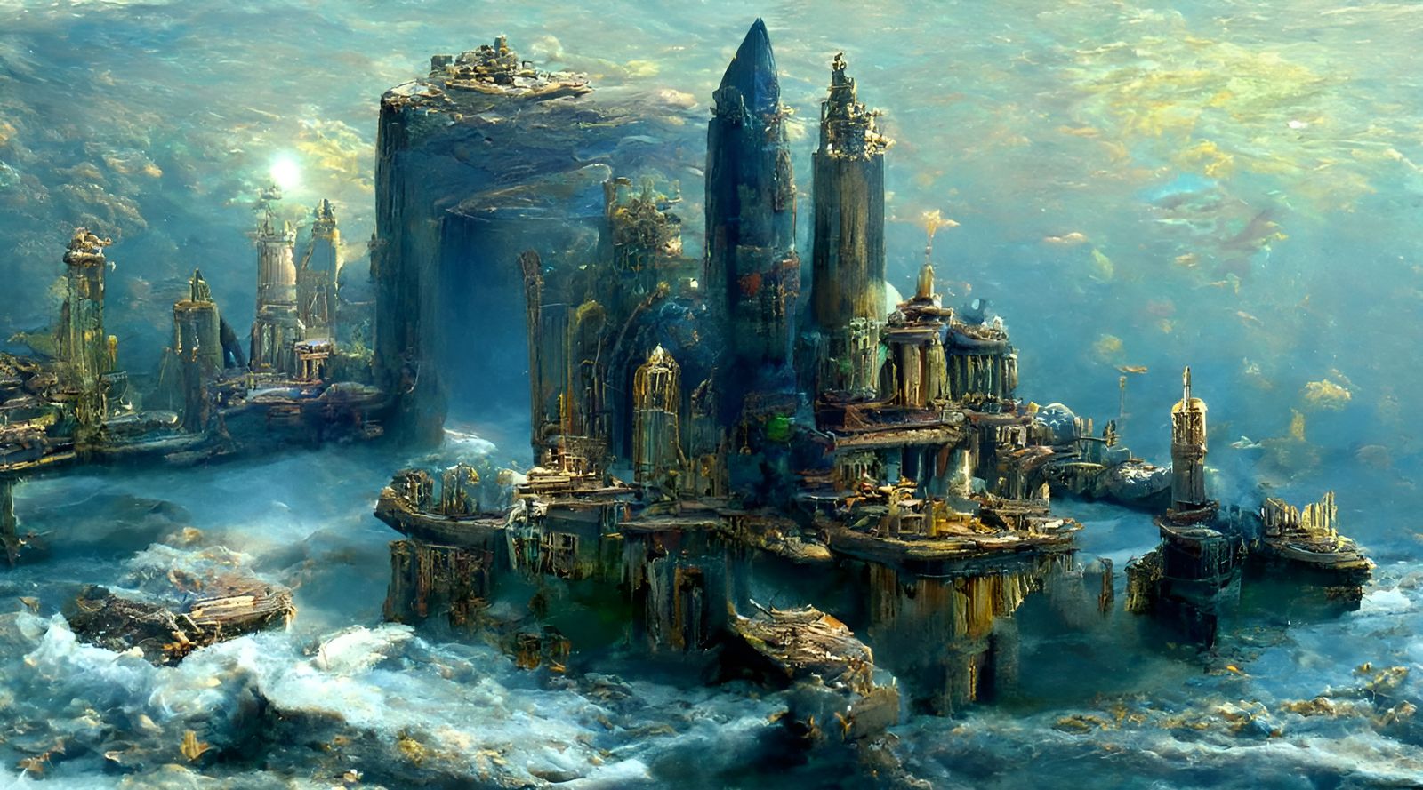 Atlantis Rising: Hyperrealistic Cityscape Painting