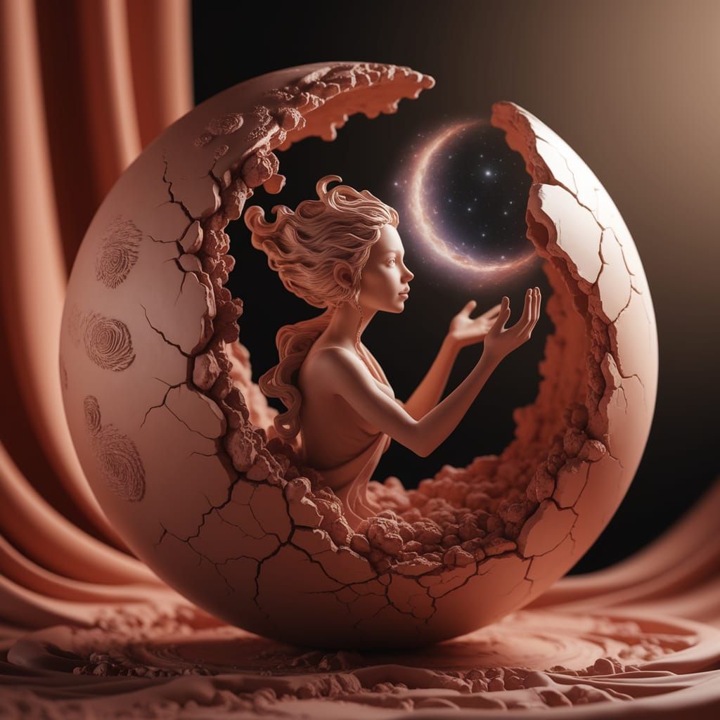 Celestial Being Emerges in Surreal Clay Sculpture