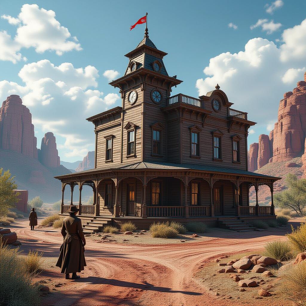 Old West Scene Detailed Matte Painting
