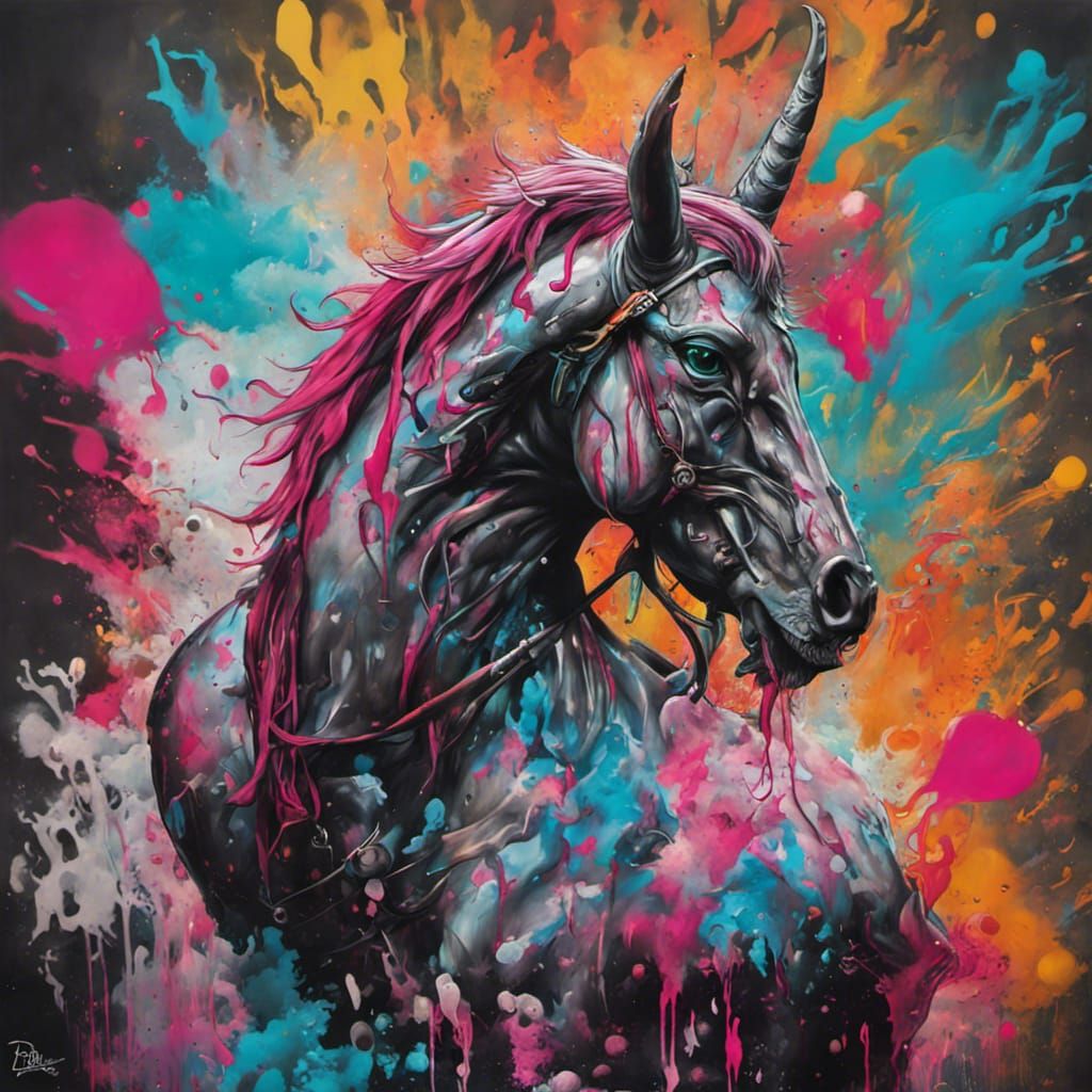Diabetes Unicorn in Colorful Graffiti Art