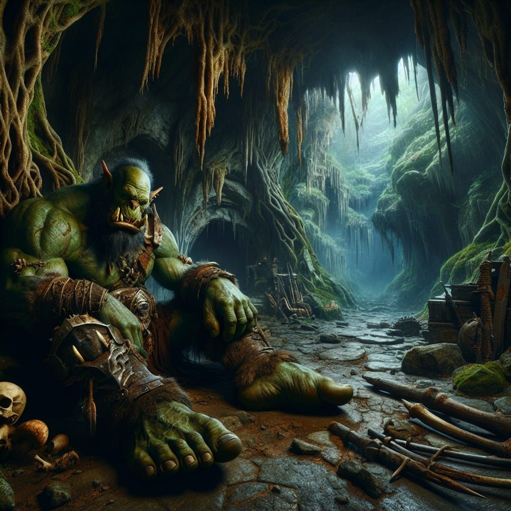 Orc Den in a Dungeon in Fantasy World
