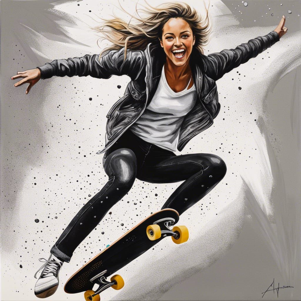 handsome female skateboarder