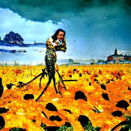 Surrealist Figure in Decaying Landscape