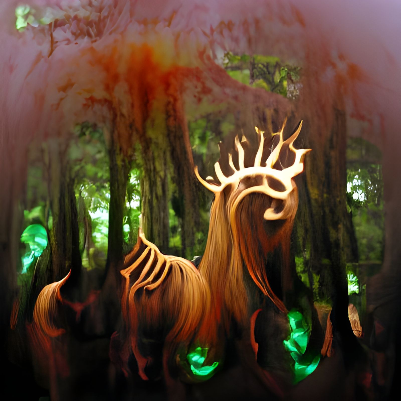 Glowing Elk in Forest of Life and Death