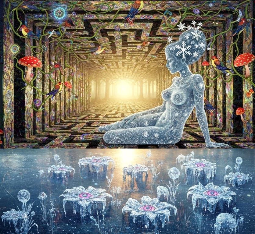 Surreal Astral Chess Scene with Bioluminescent Forest
