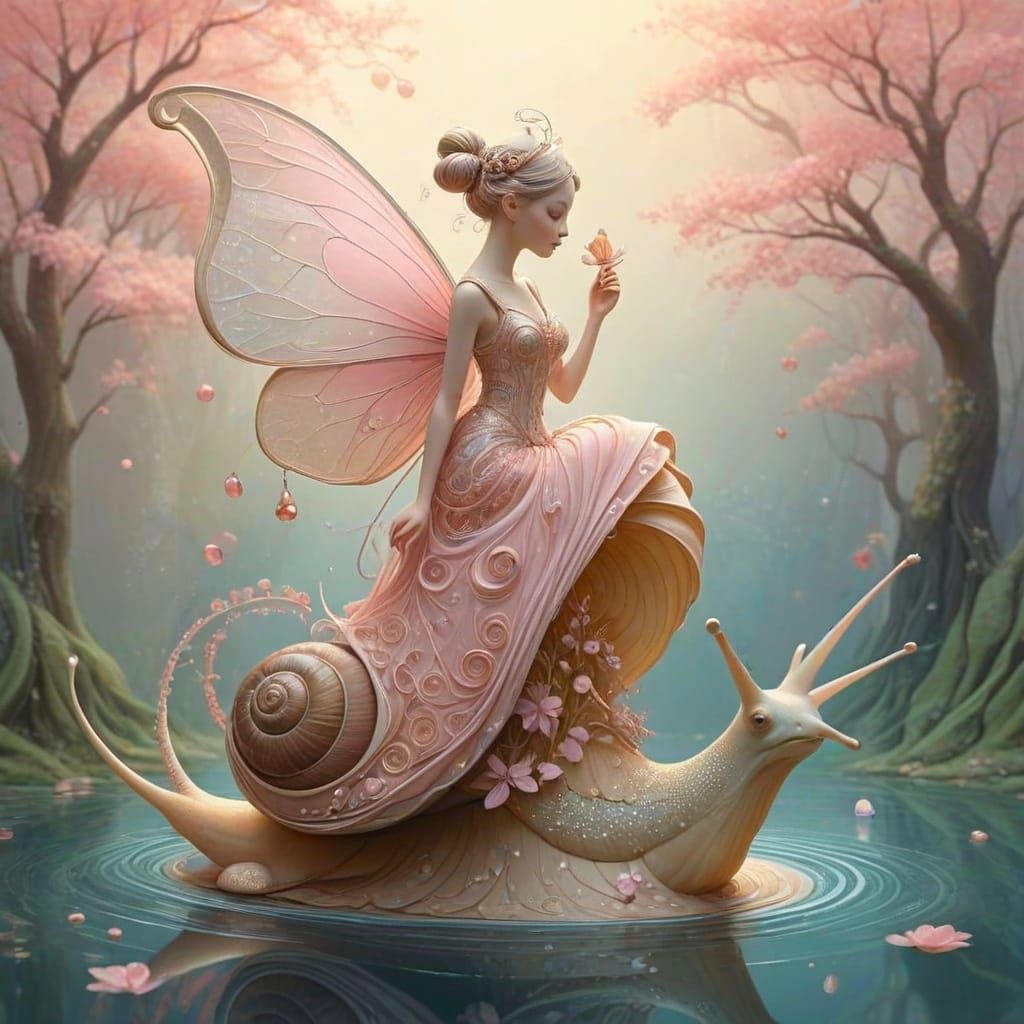 Whimsical Snail Fairy on Majestic Snail Mother