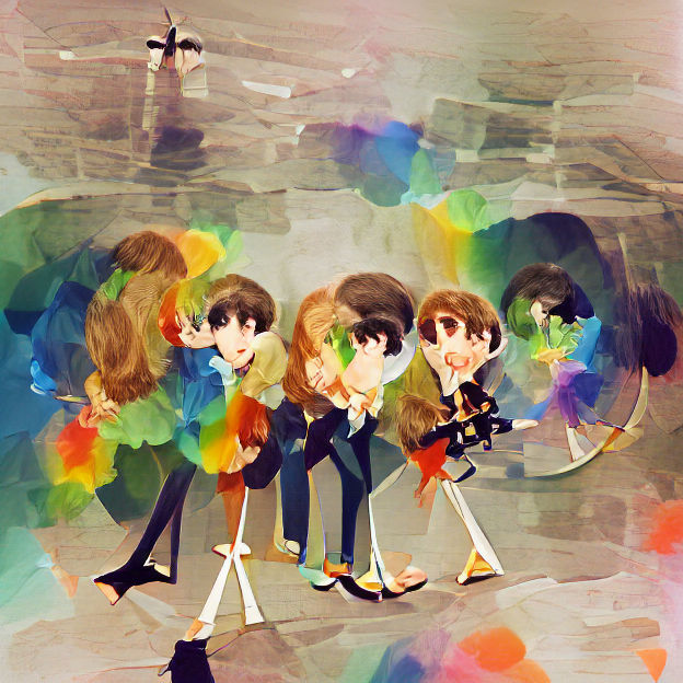 Minimalist Beatles Crossing Illustration