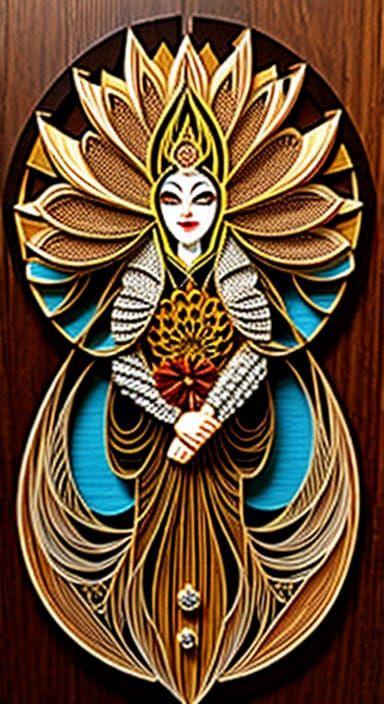 Whimsical Woodgrain Dreamscape in Quilling Style