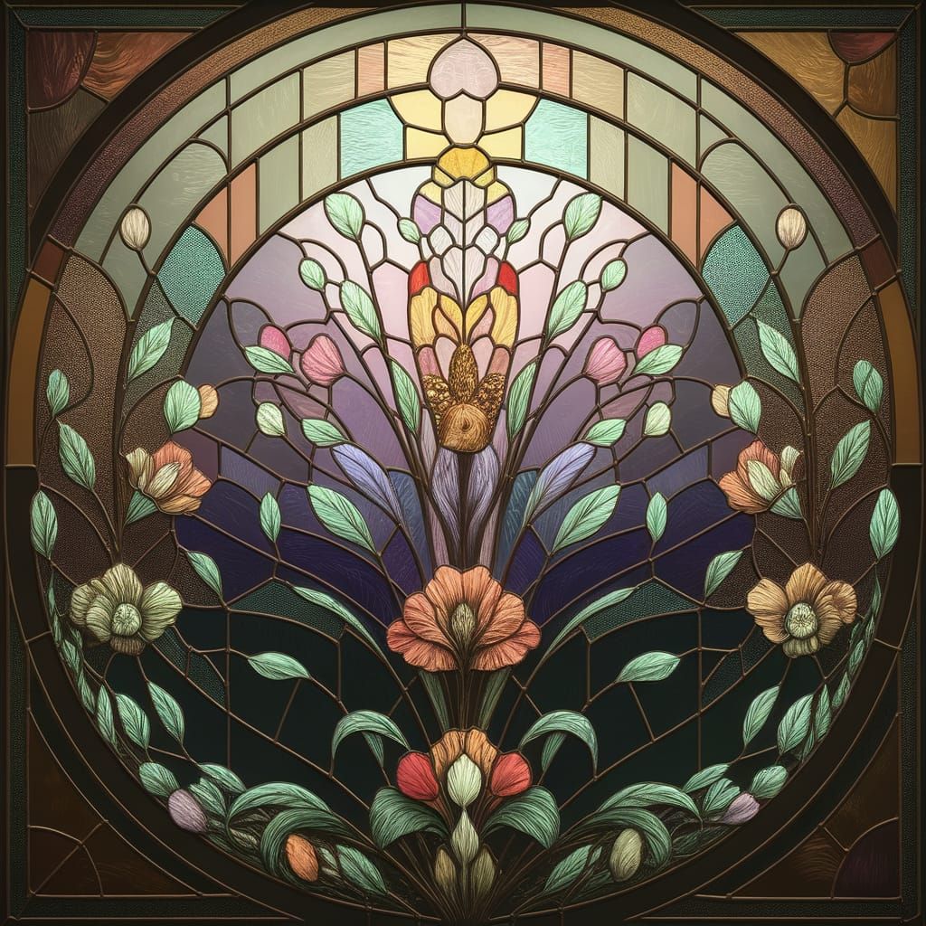 Mystical Art Deco Stained Glass Window