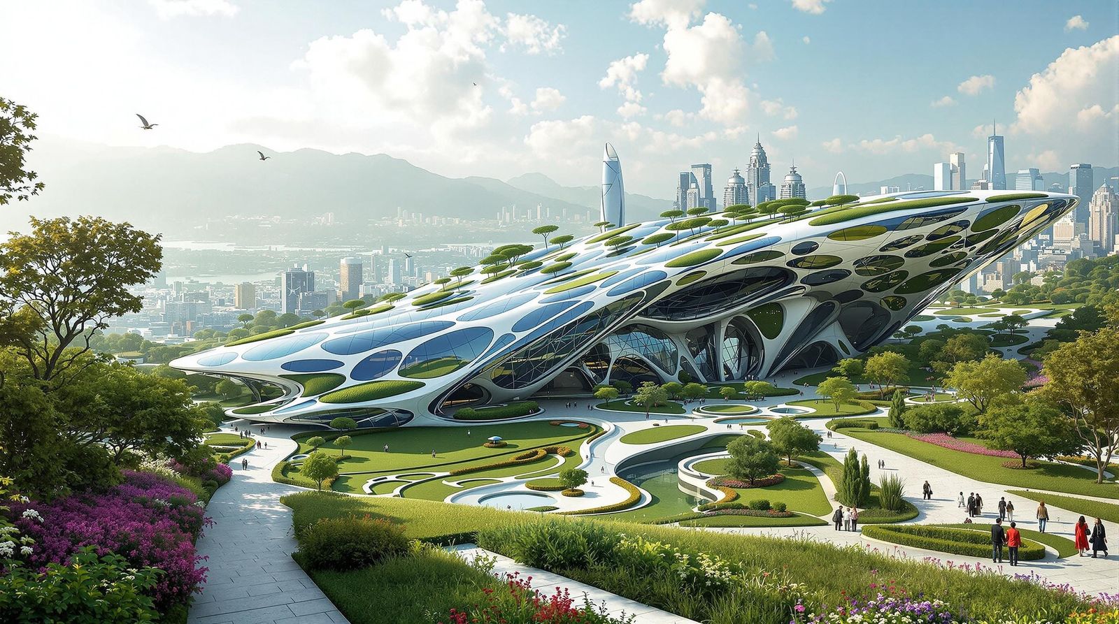 solarpunk, eco-futurism, green, postmodern architecture by Z...