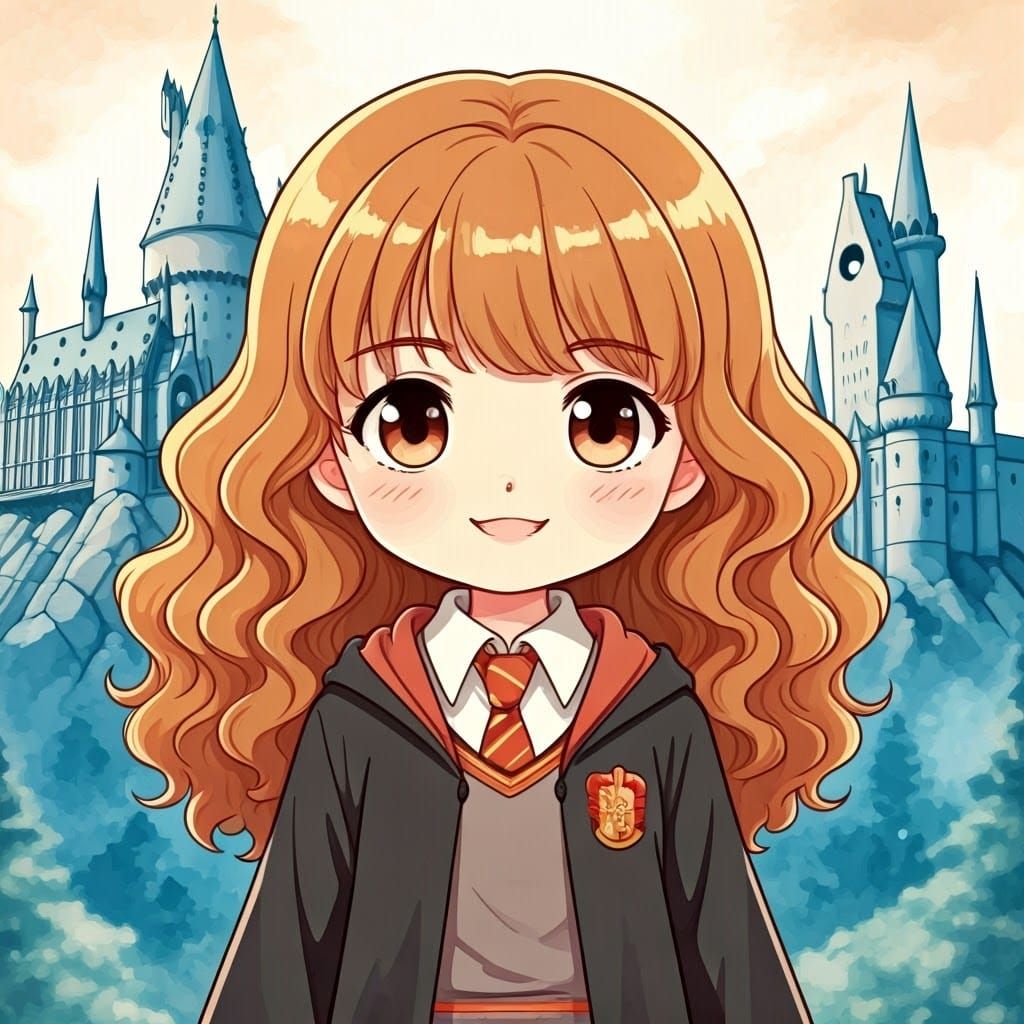 Chibi Hermione Granger at Hogwarts, Manga Style
