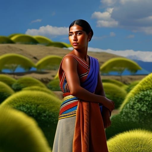 Minoan Woman with Sheep in Bronze Age Style