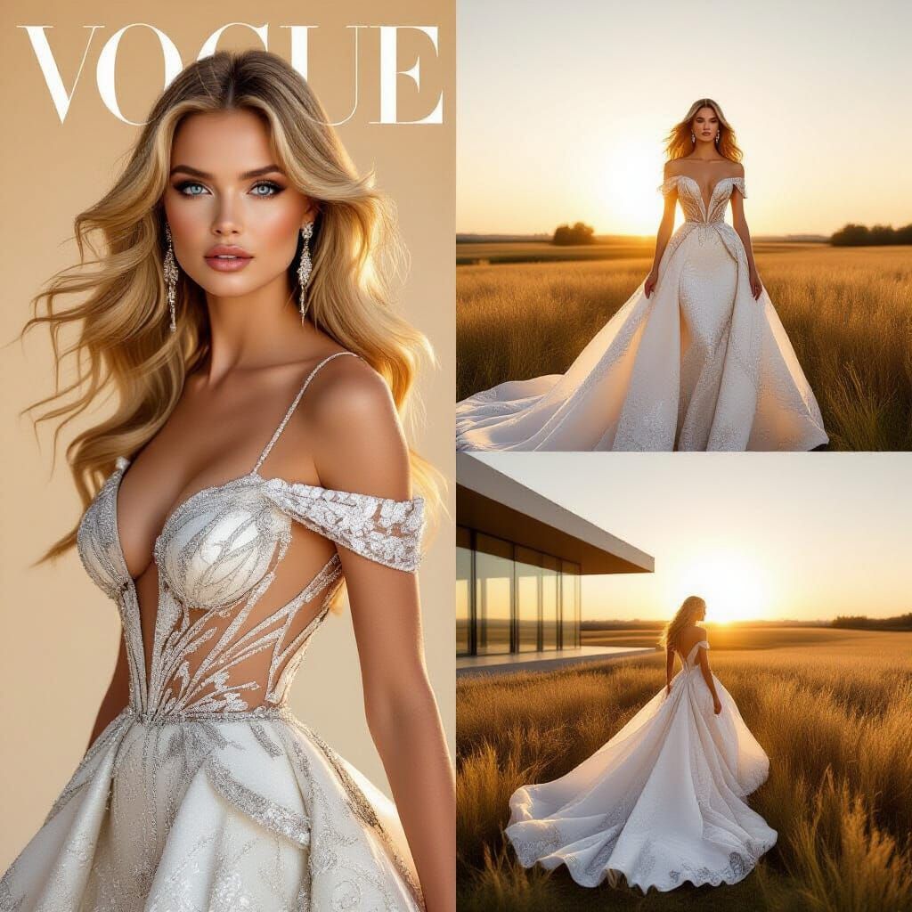 Vogue Cover: Elegant Woman in Haute Couture