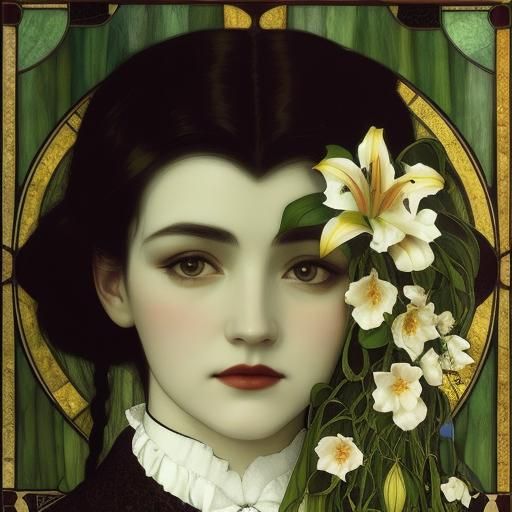 Vampire Portrait in Art Nouveau Style