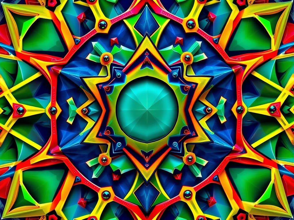 Vibrant Retrofuturistic Fractal in Intricate 3D Detail