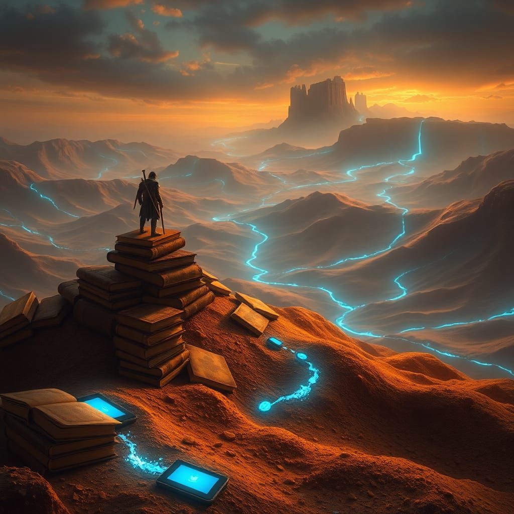 Warrior in a Landscape of Knowledge, Matte Painting