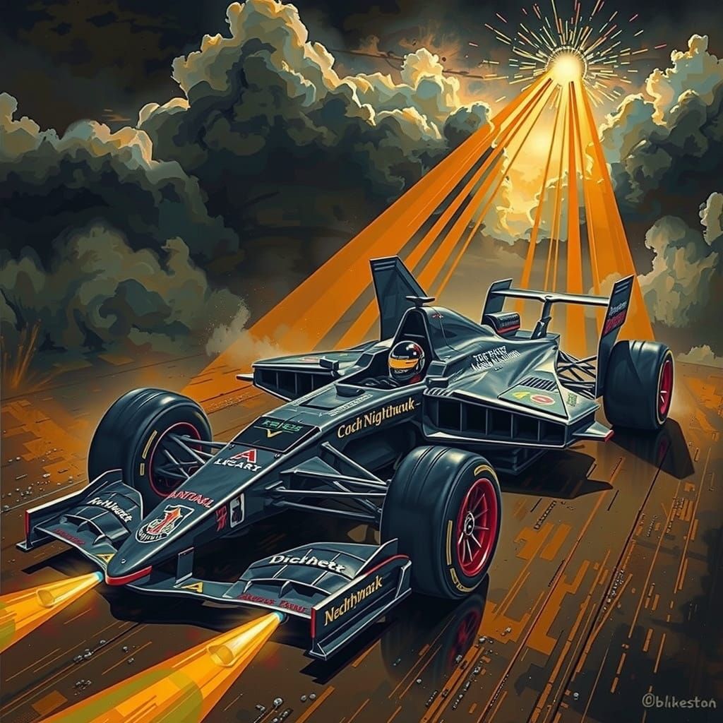 Stealth Fighter Jet F-117 Fused With Formula One Car