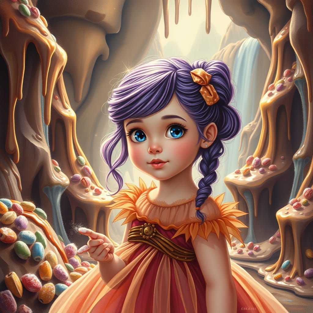 Whimsical Chocolate Goddess in a Fantasy Confectionery Realm