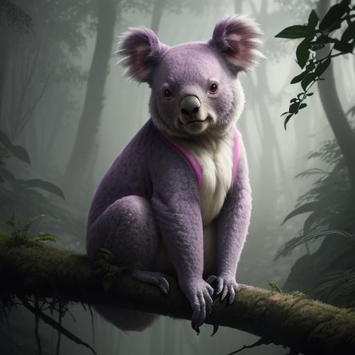 Pink and Purple Koala with Butterfly Wings
