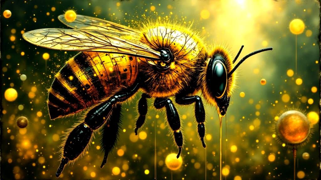 Surreal Abstract Beehive Dripping Gold