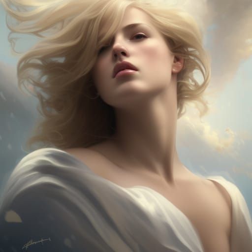 Blonde Angel Somersaults Through Storm Clouds