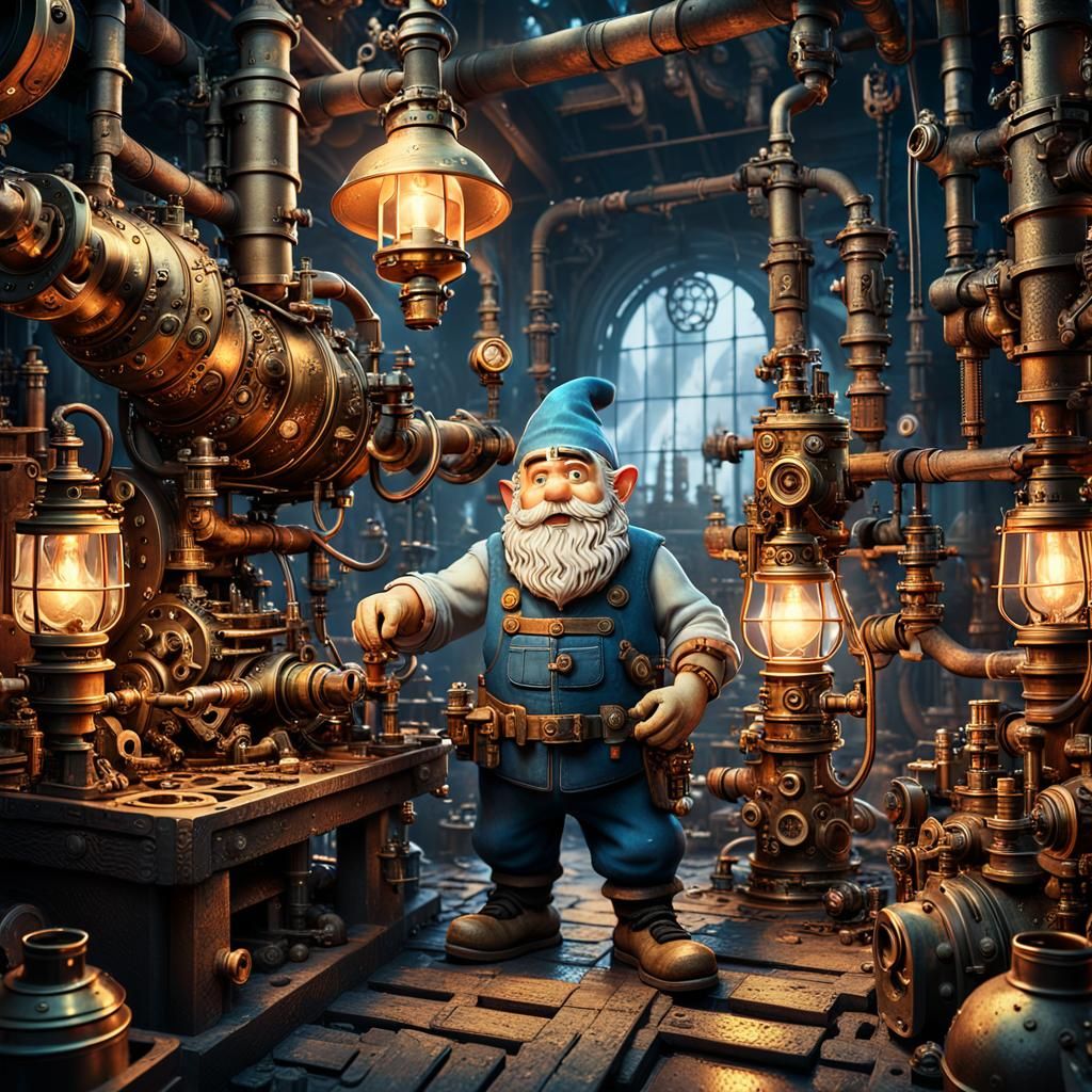 Gnome Engineer in Steam-Powered Workshop