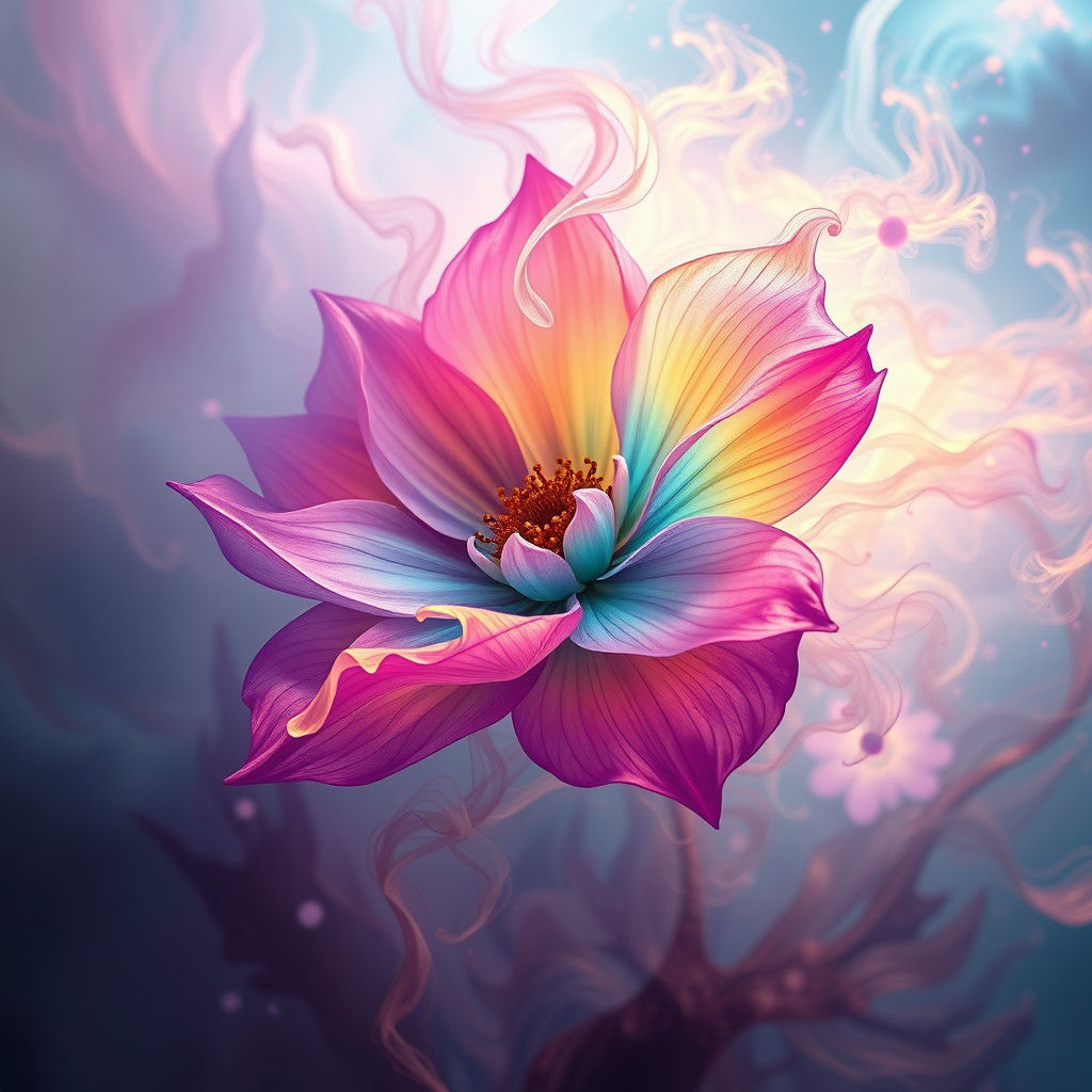 Surreal Flower Dissolves into Dreamlike Landscape