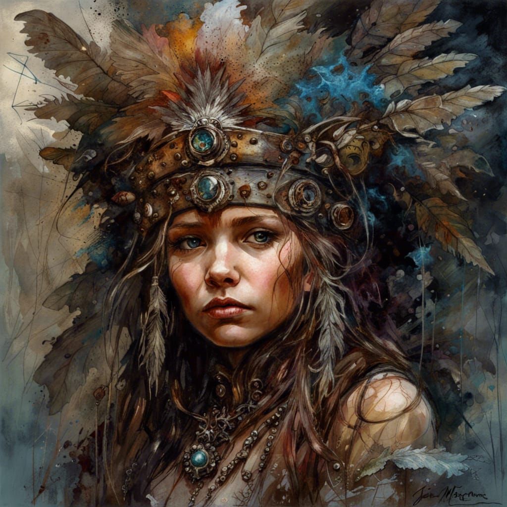 High Fantasy Enchantress with Intricate Headdress