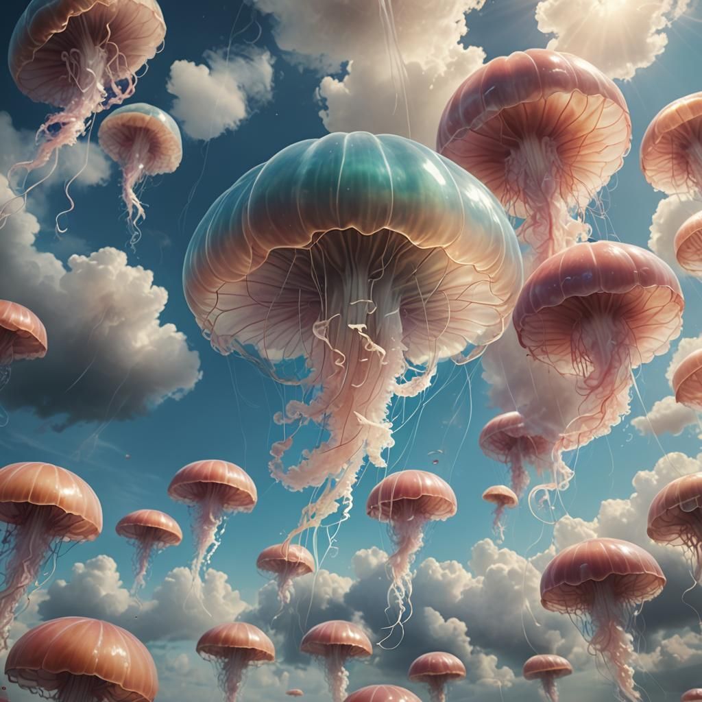Ethereal Cloud Jellyfish in Pastel Colors