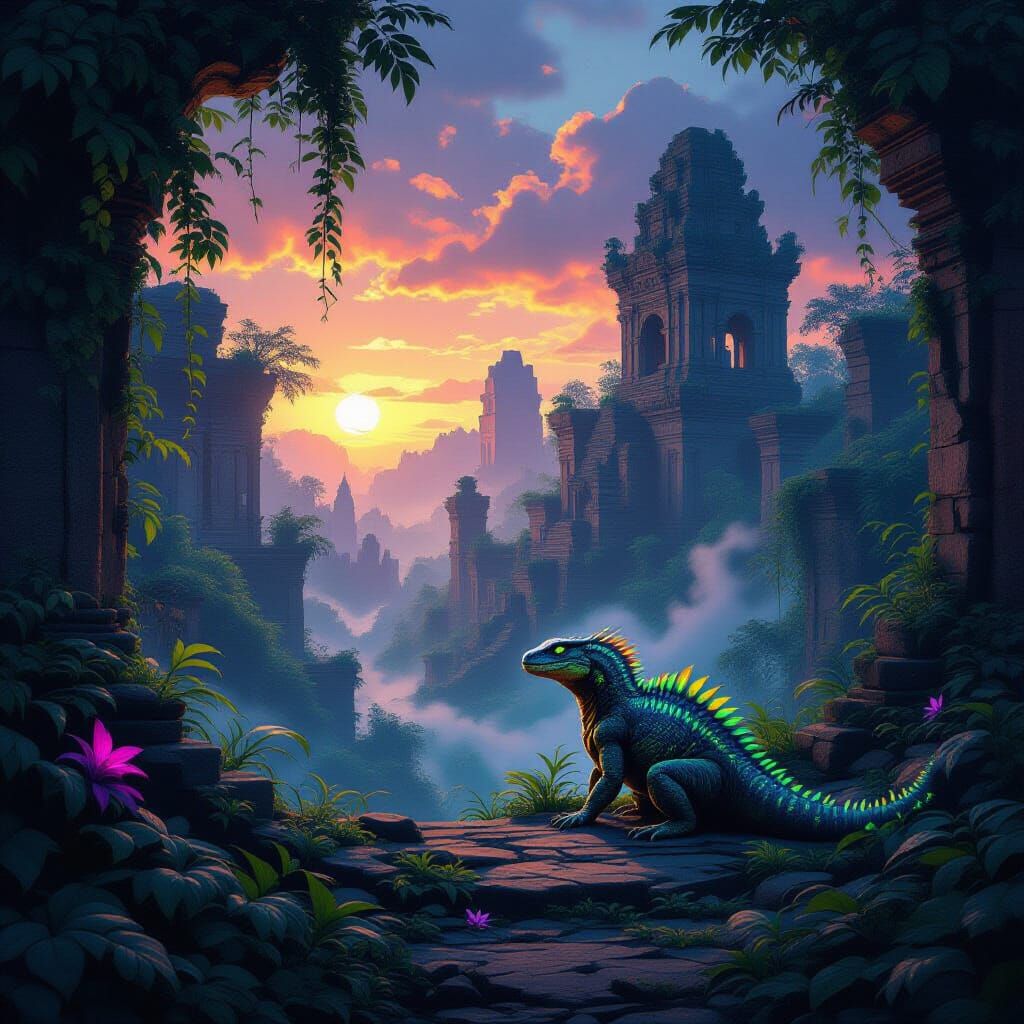 Jungle Reclaims Ancient City With Bioluminescent Flora and R...