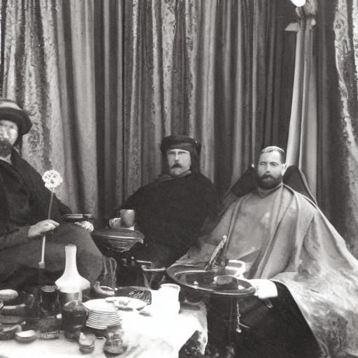 Bohemian Artists Gather, Art Deco Sepia Photograph