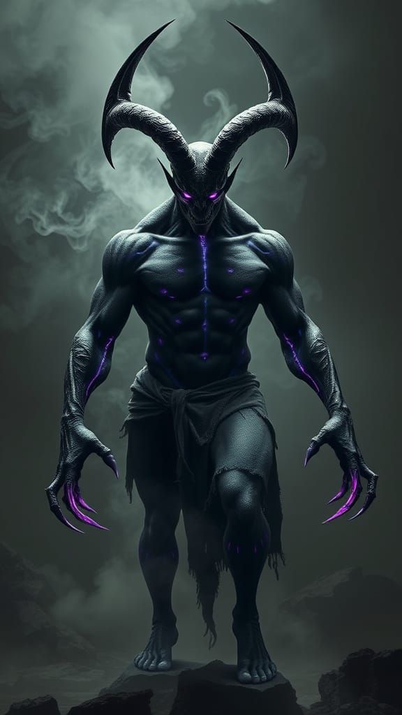 Ethereal Shadow Demon Bodybuilder in Gothic Style