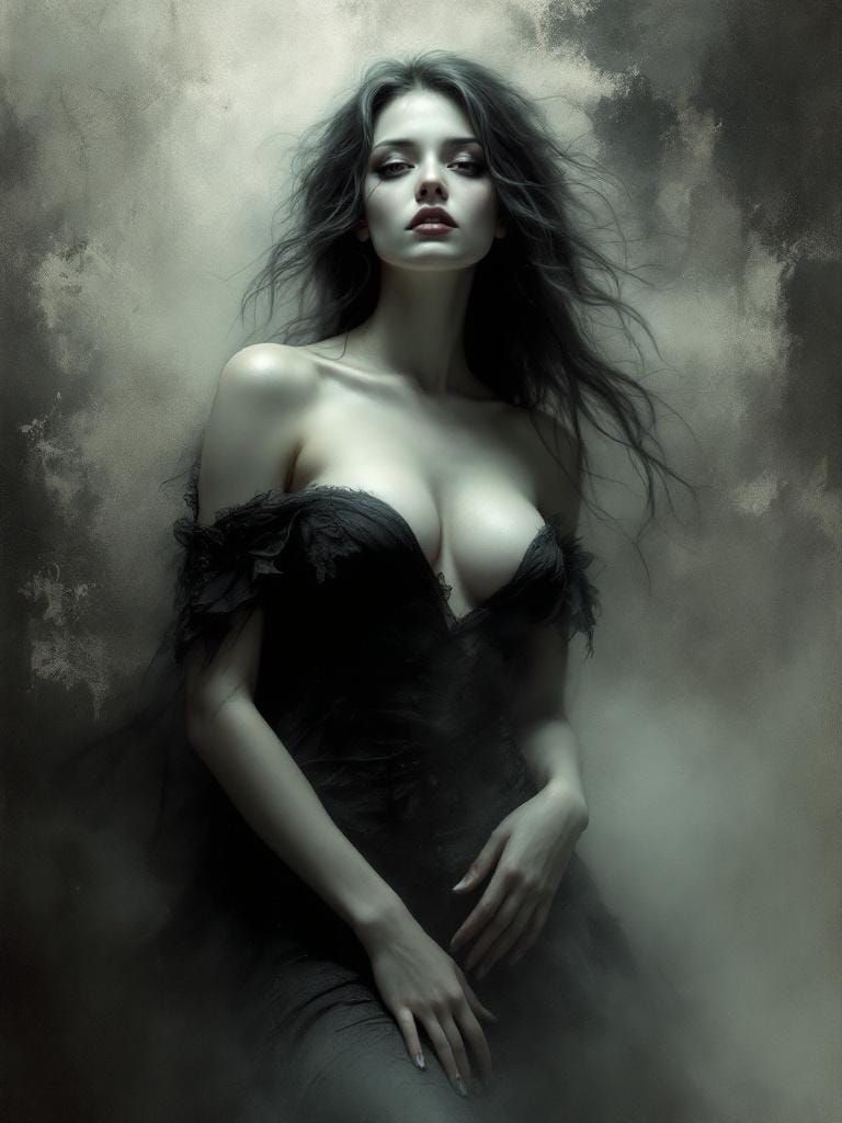 Goddess Emerging from Mist in Tonalist Style