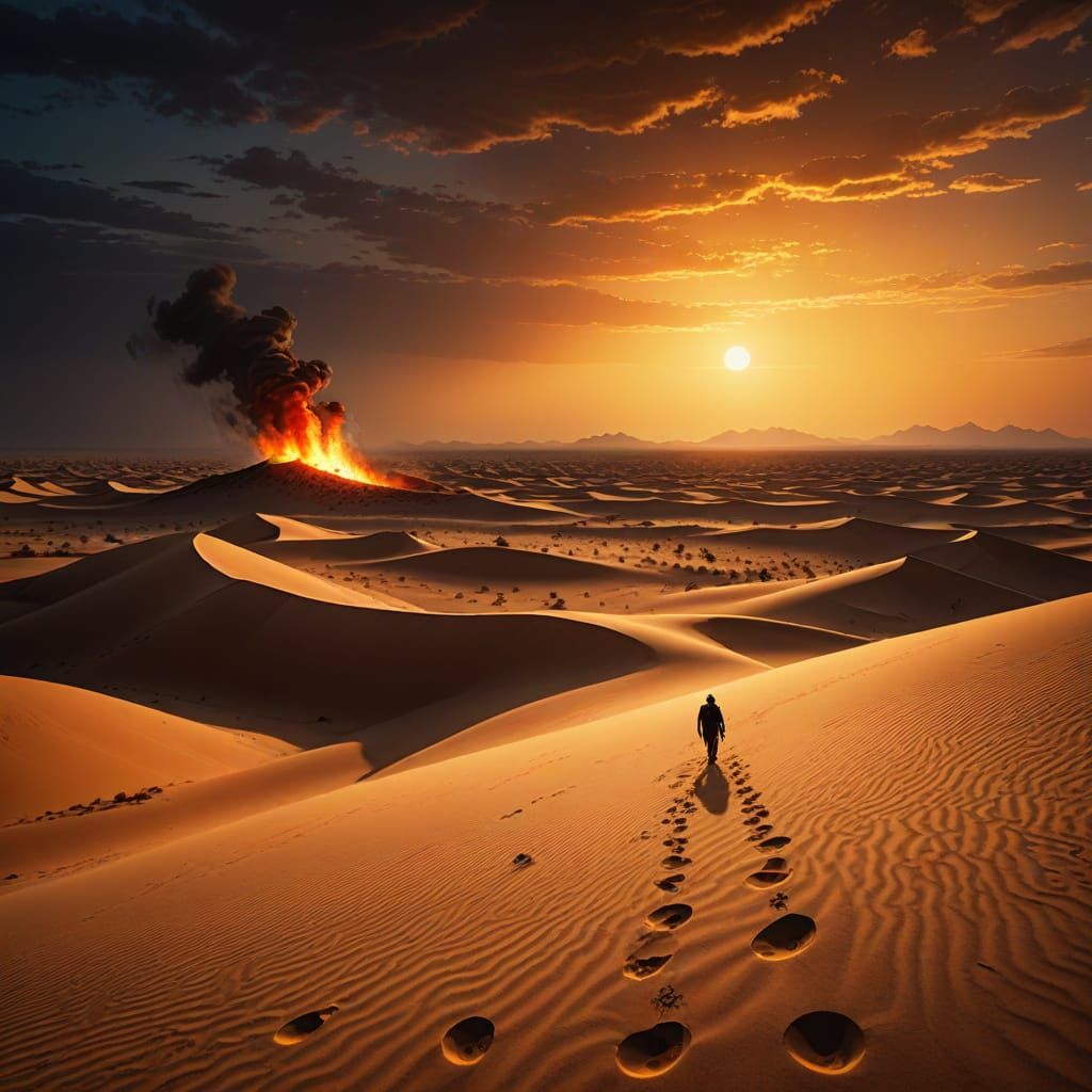 Egyptian Desert at Night Under Full Moon