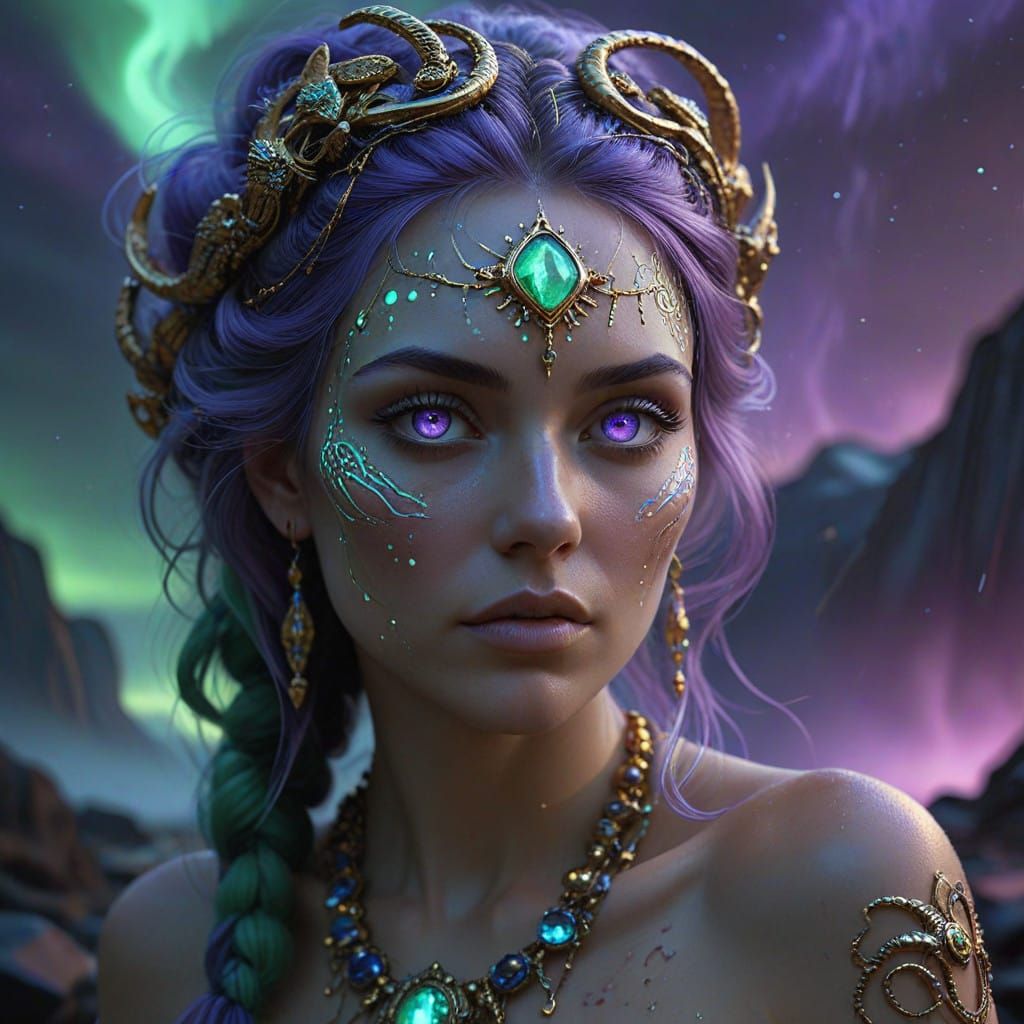 Ethereal Goddess in Iridescent Realms