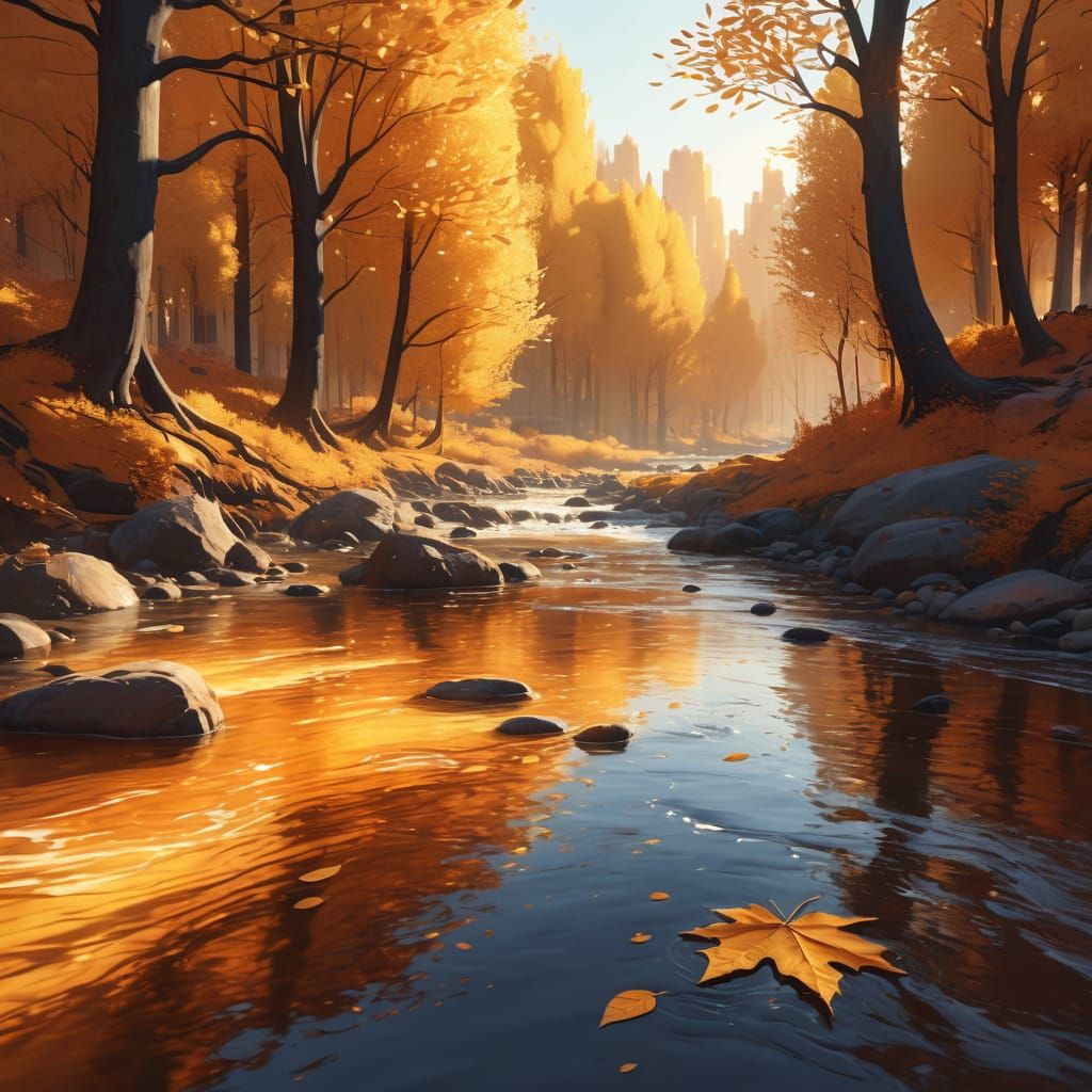 🍯 Caramel:
A glistening caramel river flowing through a cozy autumn forest. The air smells sweet and buttery, and amber...