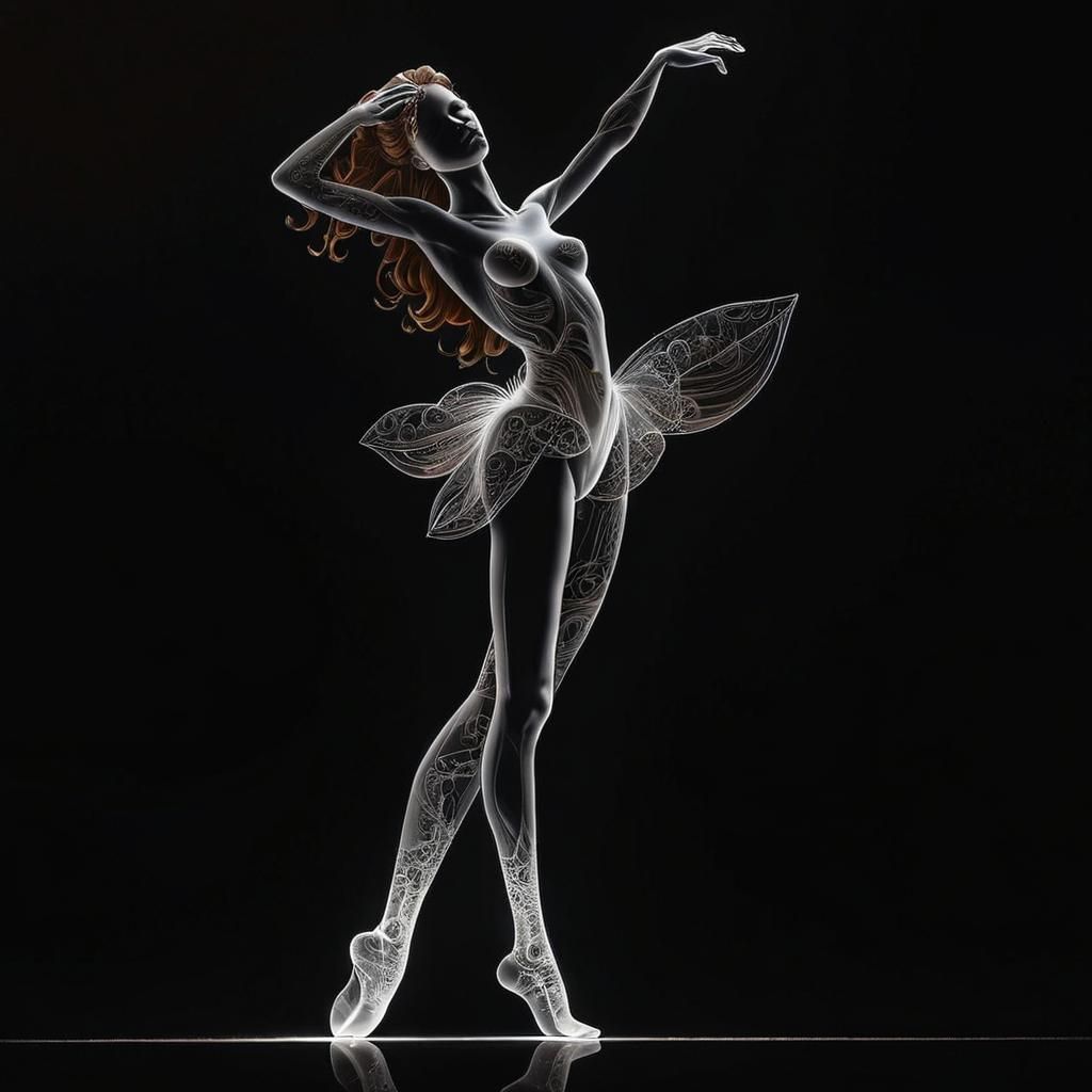 Danseuse Line Drawing with Fractal Film Effects