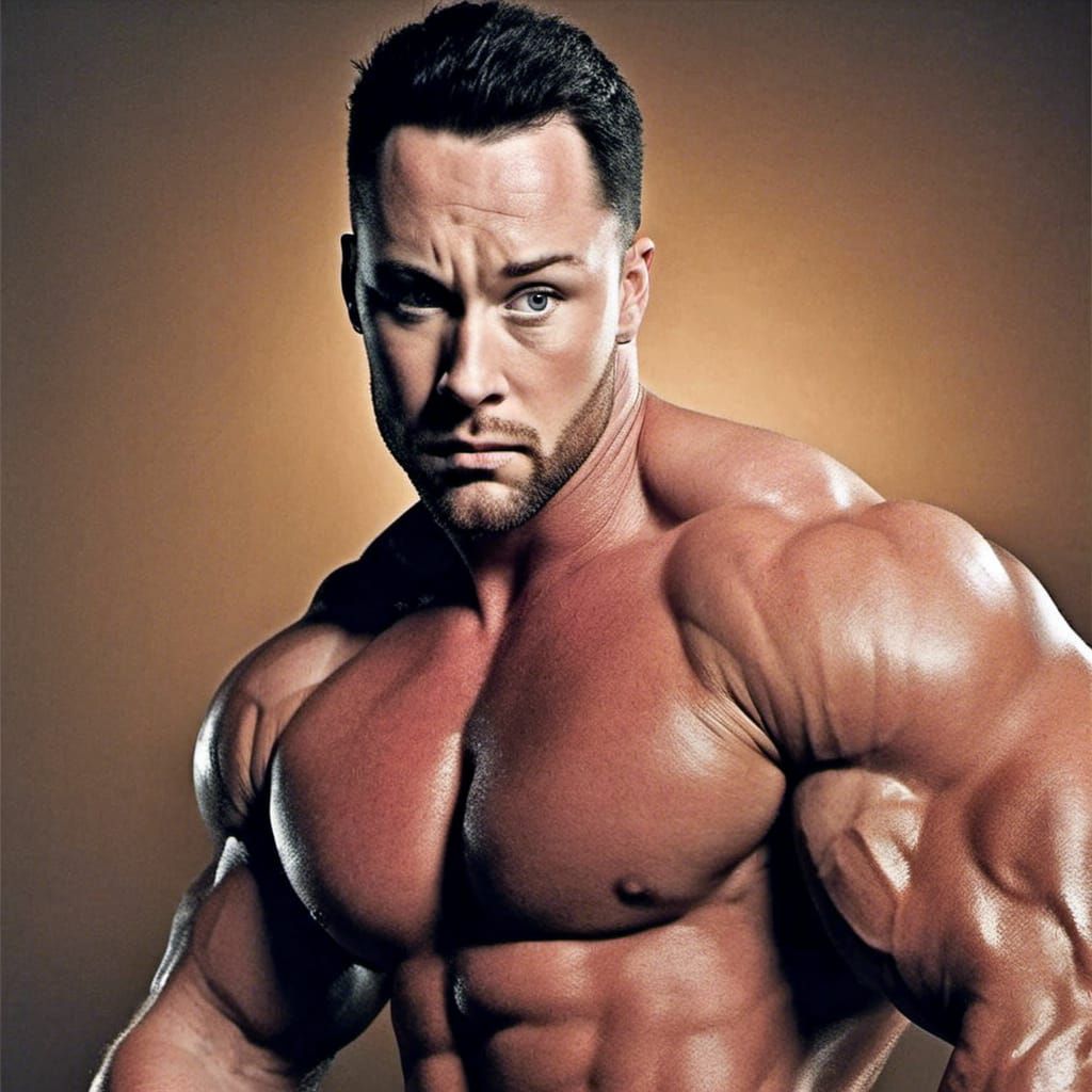 Bodybuilder photography, bodybuilder pose, fake tan, <lora:Ryan:1.0>, facing forward, bodybuilding competition, mr unive...