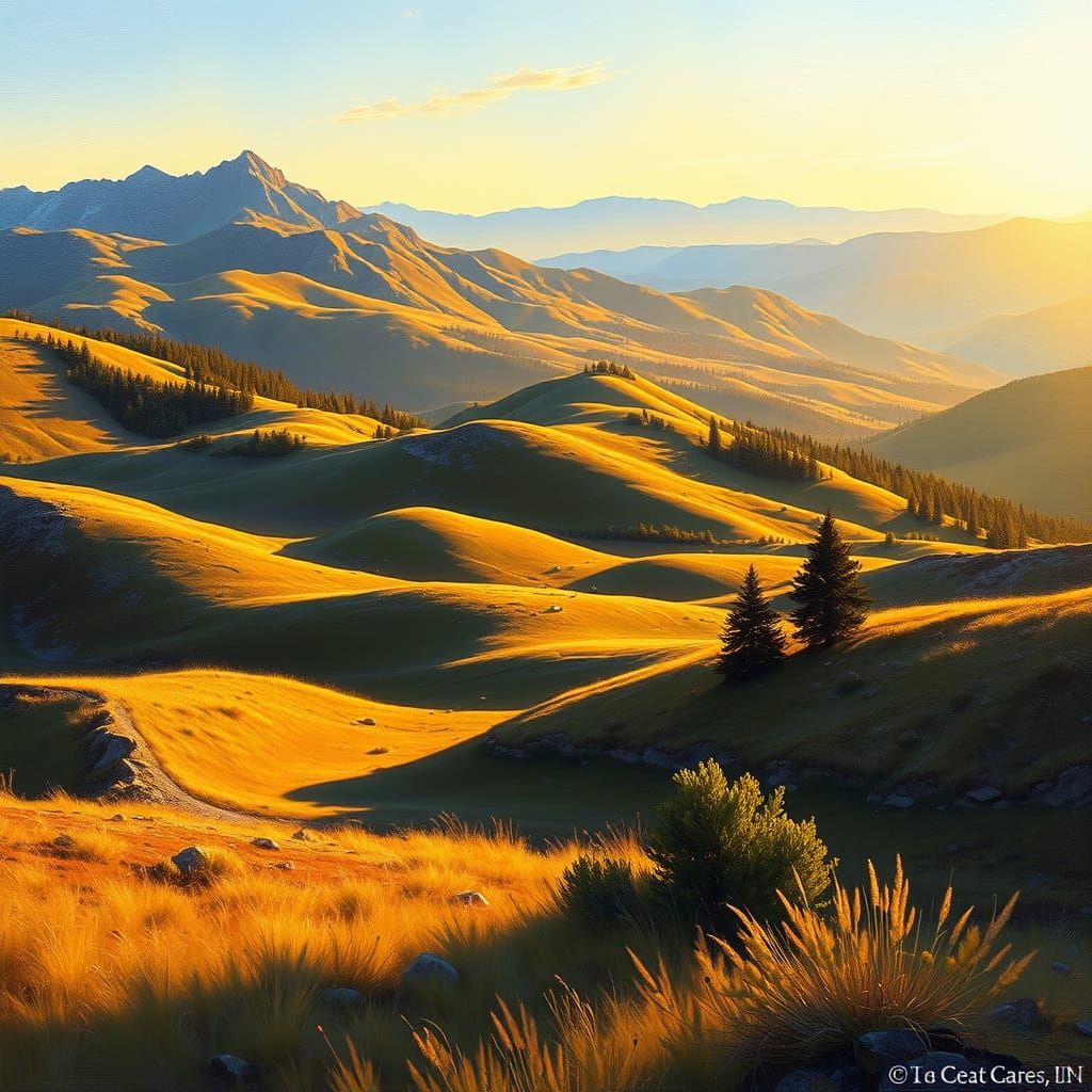 Realistic Oil Painting of a Serene Landscape